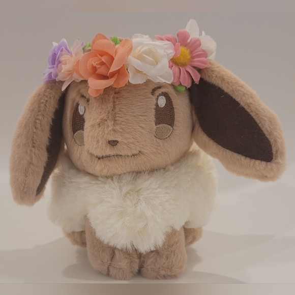 Pokemon Other - RARE Pokemon Eevee spring Easter flower party plush (from Japan)